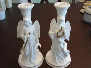 LENOX ANGELS OF LIGHT CANDLE STICKS HORN 10" + HARP 10" - Picture 1 of 9