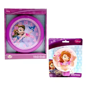 Disney Princess SOFIA THE FIRTS Kids Girl Decor Wall Clock with Night Light Gift - Picture 1 of 5