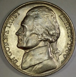 1960 5C Jefferson Nickel - Uncirculated - Picture 1 of 2