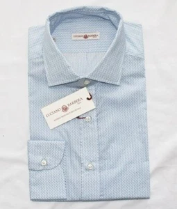 $355 New LUCIANO BARBERA Geometric Casual Button Shirt Men's 2XL XXL Light Blue - Picture 1 of 9