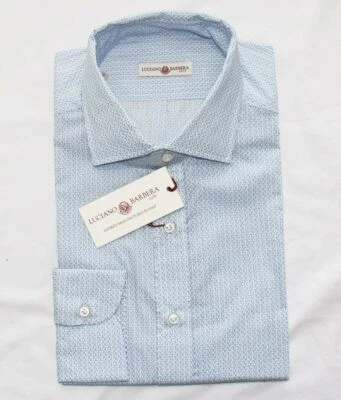 $355 New LUCIANO BARBERA Geometric Casual Button Shirt Men's 2XL XXL Light Blue - Image 1 of 4