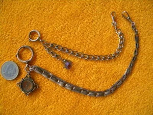 ca.1910 2x Double TASCHENUHR KETTE 26+18cm beide mit ANHÄNGER vergoldet Kompass - Bild 1 von 5