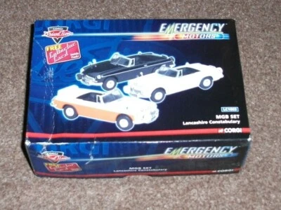 CORGI EMERGENCY MOTORS LC1003 SET 3 MGB MODEL CARS, LANCASHIRE CONSTABULARY 1:43 - Image 1 of 3