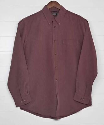 Consensus Mens Shirt Medium Button Down Pocket Plaid Burgundy Black - Image 1 of 4