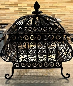 Large Vintage Scrolling Iron Casket/Basket With Lid - Picture 1 of 5