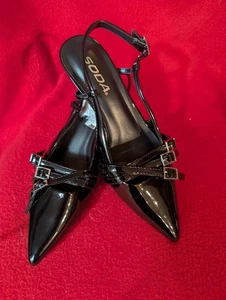 NUEVO Zapatos de salón de vestir para mujer Soda punta de gatito con cordones. Talla 6 Negro - Imagen 1 de 6