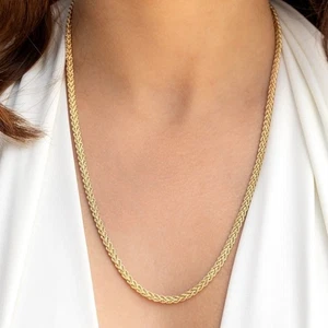 Italian 925 Sterling Silver Double Row Rope 18k Gold Plated Chain Necklace - Picture 1 of 6