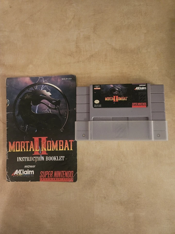 SNES Super Nintendo Mortal Kombat 2 II Cartridge Manual Universal Case Works - Image 1 of 1