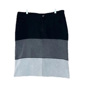 Ashley Stewart Size 20 Tri Tone Ali Women’s Black Gray Denim Skirt NWT - Picture 1 of 5