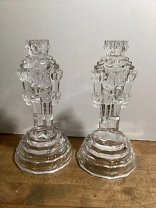Set Of 2 Vintage Crystal Nutcracker Candle Holders Beautiful - Picture 1 of 9