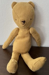 Maileg Teddy Junior Plush Bear Stuffed Animal Small Linen Baby Lovey Ocher 8” - Picture 1 of 9