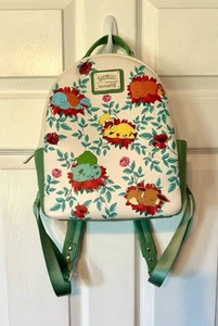 Pokemon Loungefly Backpack Floral Geeky Chic Green Roses Pikachu Eevee - Picture 1 of 13