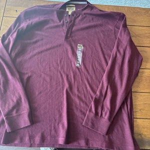 NWT Foundry Men's Burgundy/Wine Henley Shirt Long Sleeve Stretch Size 3XL - Picture 1 of 9