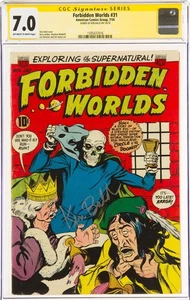 Forbidden Worlds 31 CGC 7.0 SS Ken Bald Classic SKULL C 1954 ACG Top Graded Sign - Picture 1 of 10