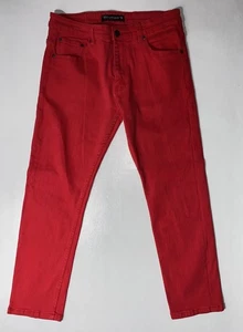 BUENOS Pantalones de mezclilla para hombre Victorious 36x30 rojos pierna cónica recta - Imagen 1 de 6