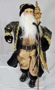 Papá Noel del Viejo Mundo con Bastón Dorado y Negro 20" Decoración de Mesa de Navidad - Imagen 1 de 22