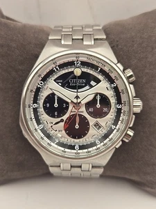 OROLOGIO CRONOGRAFO CITIZEN 2100 ECO-DRIVE PANDA CROMO SPAZZOLATO CINTURINO ACCIAIO INOX S/ - Foto 1 di 5