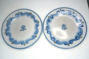 Two Beautiful M.A. Hadley Hand painted Flower Stoneware 9" Luncheon Plates - Picture 1 of 4