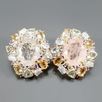 Pendientes de piedras preciosas 30 quilates aguamarina natural plata de ley 925/E130082 Foto 1 de 4