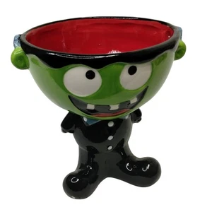 Frankenstein Bowl Cute Spooky Halloween Ceramic Candy Dish Decorative Vintage - Picture 1 of 10
