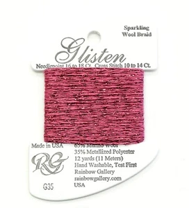 GLISTEN Sparkling Braid #35 Magenta Needlepoint Thread by Rainbow Gallery - Picture 1 of 1