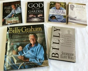 LOT OF 6 BOOKS BY VARIOUS AUTHORS ABOUT CHRISTIAN EVANGELIST BILLY GRAHAM - Picture 1 of 11
