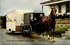 Vtg Advertising Postcard~ Shasta Industries~ Horse Drawn Travel Tailer