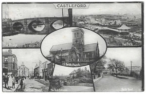 YORKSHIRE - CASTLEFORD Multi-View Postcard CARLTON STREET, BRIDGE, PARK ROAD etc - Picture 1 of 1