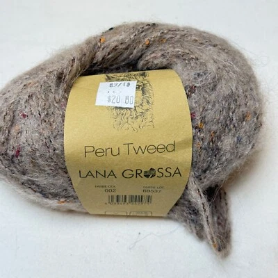 Lana Grossa Peru Tweed Yarn Color 002 Soft Gray with Multicolor Flecks NWT - Image 1 of 4