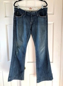 Women's Blue Cult Jeans Dark Wash Wide Leg Premium Distressed Denim Size 31 - Picture 1 of 6