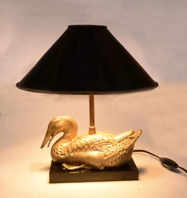 VINTAGE DESIGN RARE LAMPE CANARD BRONZE DORE SYTLE MAISON CHARLES Ca 1970 - Photo 1/2