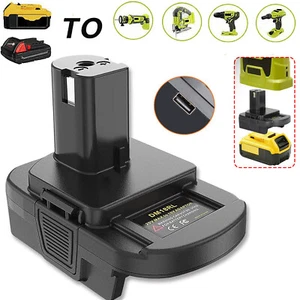 USB Battery Adapter for Dewalt 20V Milwaukee 18V Convert to Ryobi 18V One+ Tool - Picture 1 of 8