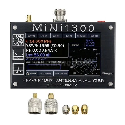 Analizador de antena Mini1300 HF/VHF/UHF 0,1-1300 MHz + 4,3" TFT LCD pantalla táctil aluminio Foto 1 de 4