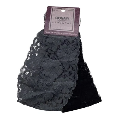 Envoltura para la cabeza de encaje Conair 2 piezas accesorios para el cabello multicolor para mujeres florales negro y gris Foto 1 de 4