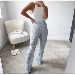 Zara Woman Size Sm WRINKLE-LOOK PRINTED PANTS SKY BLUE - 7521/067 - Picture 1 of 1