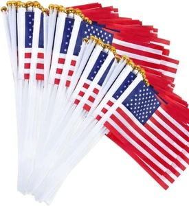 50 PCS Small American Flags on Stick, Small US Flags/Mini American Flag on Stick - Picture 1 of 7