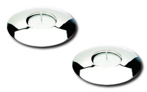 Silver Plated Dining Table Discus Candle Holders (Set of Two) - Picture 1 of 2