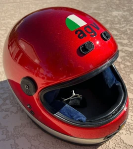 VINTAGE 1987 AGV RED KR-2001 MOTORCYCLE HELMET MFG 11/87-LARGE 7 1/2 - Picture 1 of 11
