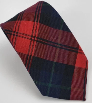 Corbata geométrica a cuadros Lands' End poliéster rayón negra roja verde 58 x 3,25 Foto 1 de 4