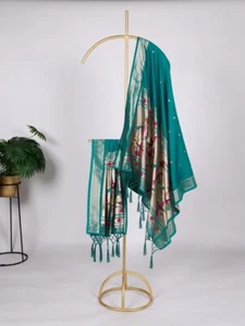 New Launching Jacquard Fancy Teal Blue Dupatta For Wedding And Function Wear - Picture 1 of 9