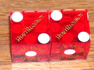 1 PAIR OF DICE FROM THE HYATT REGENCY CASINO (6) LAKE TAHOE NV - Picture 1 of 2