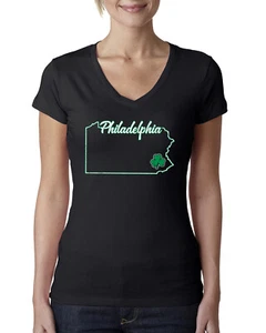 Camiseta cuello en V para mujer Philadelphia Pa State Pride Irish Day San Patricio - Imagen 1 de 5