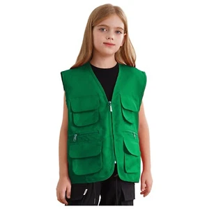 Kids Uniform Workwear Waistcoat School Vest Safety Unisex Cosplay Costume Tops - Picture 1 of 66