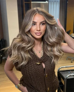 Dark Golden Blonde Wavy 13x4 Lace Front Wigs Remy Human Hair Wigs Pre Plucked - Picture 1 of 5