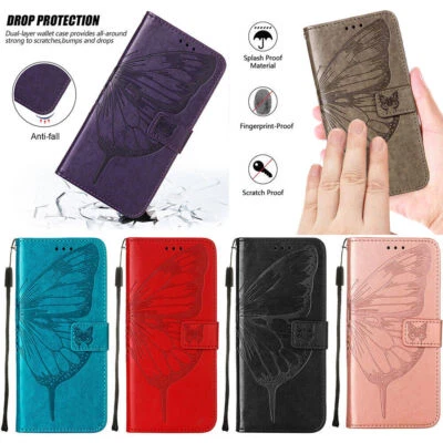 Butterfly Flip Leather Card Wallet Phone Case for Oppo K10 A96 A52 A73 A57 A55S  - Image 1 of 4
