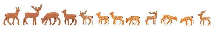Red (5) & Fallow (7) Deer Figure Set N gauge Faller 155905 - Image 1 of 1