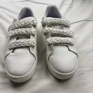 Lands End Womens / Girls Low-Top Sneakers White Hook Loop Fasteners US 5 - Picture 1 of 11
