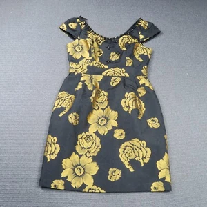 Review Womens Fit & Flare Dress 12(AU) Medium Black & Gold Floral Off Shoulder - Picture 1 of 9