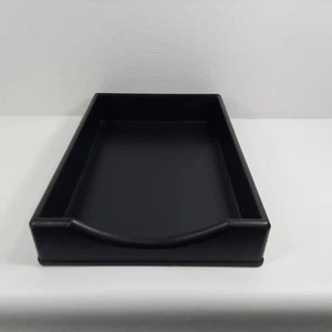 COACH Vintage Black Leather Wrapped Desktop Office Legal Tray Organizer 16x11" - Picture 1 of 11