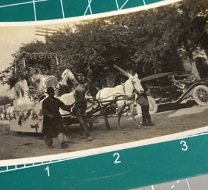 Horse Drawn Parade Floats Ladies Flowers Early 1900's Antique Photo  2.5 by 4 in - Picture 1 of 10